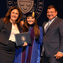 Peter '91 and Meredith '91 Stoma with their daughter Samantha '21 at Graduation