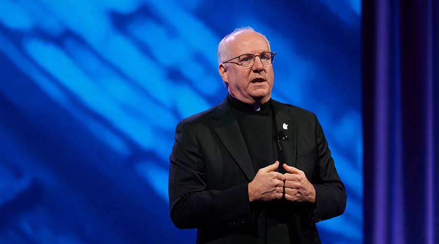 Monsignor Reilly announcing the For All, Forever campaign.