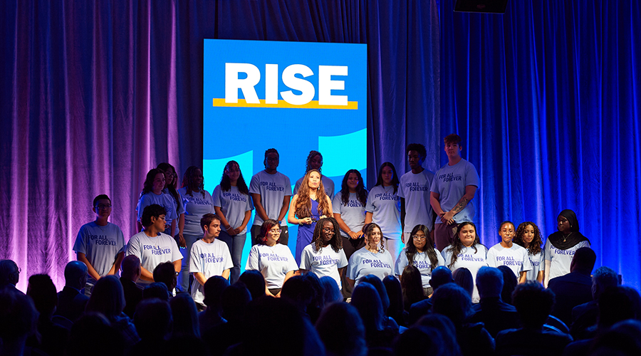 VP of Student Services Monica Burnette, Ph.D. with students who are part of the RISE program at Seton Hall.