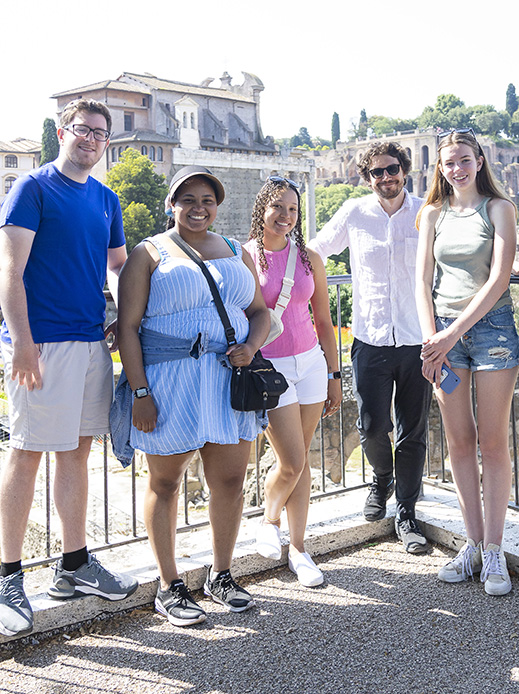 Seton Hall students and program director on study abroad trip.