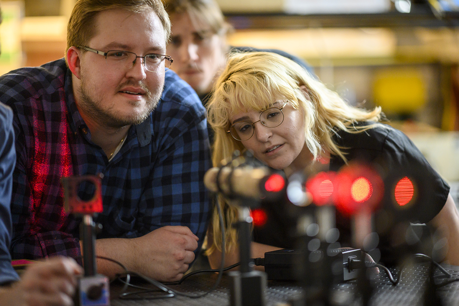 Students doing research in a Physics lab