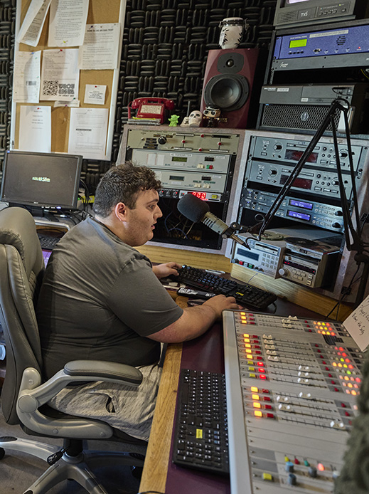 A student on the air at WSOU